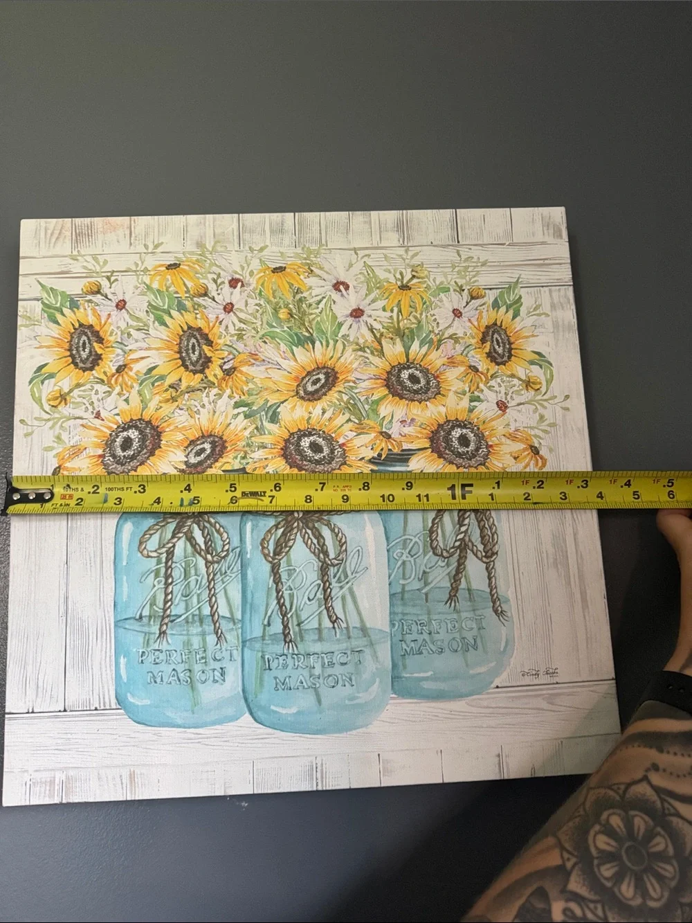 Mason Blue Jar Sunflower Trio Wall Art